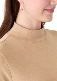 Women's Long Sleeve Mock Neck Heather T-Shirt