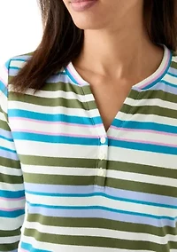 Women's Stripe Split Neck Top
