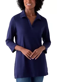 Women's Three-Quarter Sleeve Polo Tunic