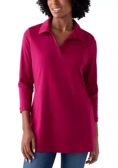 Women's Three-Quarter Sleeve Polo Tunic
