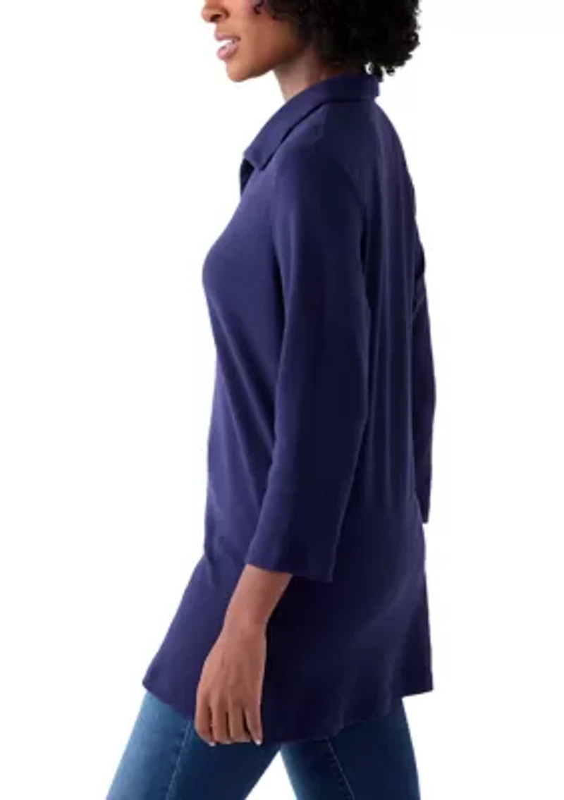 Women's Three-Quarter Sleeve Polo Tunic