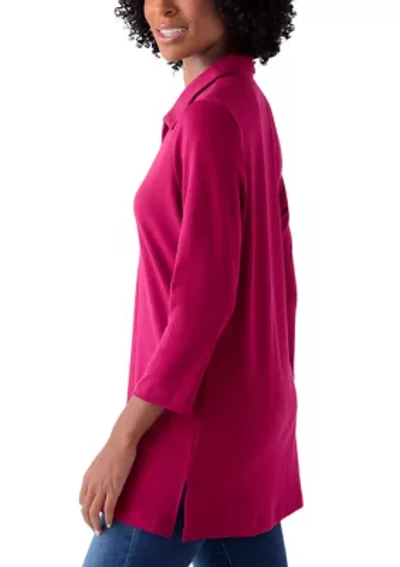 Women's Three-Quarter Sleeve Polo Tunic