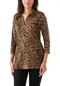 Women's Printed 3/4 Polo Top