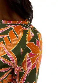 Women's 3/4 Sleeve Boat Neck Printed T-Shirt