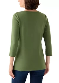 Women's Three-Quarter Split Neck Top