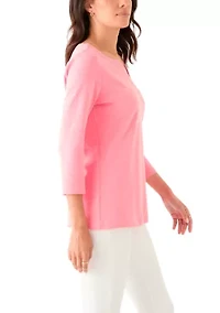 Women's 3/4 Sleeve Split Neck Heather T-Shirt