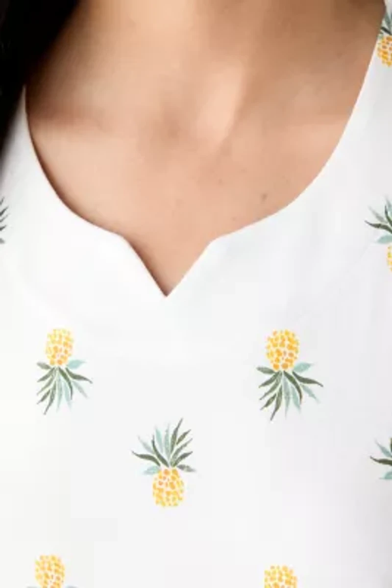 Women's Sleeveless Split Neck Allover Print Tank Top