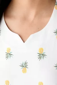 Women's Sleeveless Split Neck Allover Print Tank Top