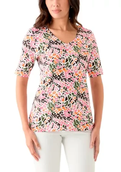 Women's Printed V-Neck Top