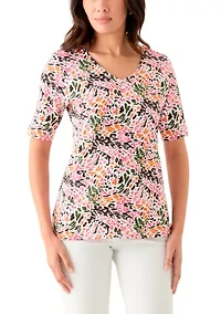Women's Printed V-Neck Top