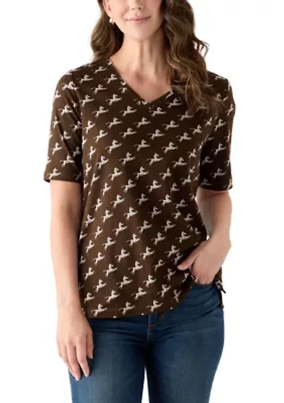 Women's Printed V-Neck Top