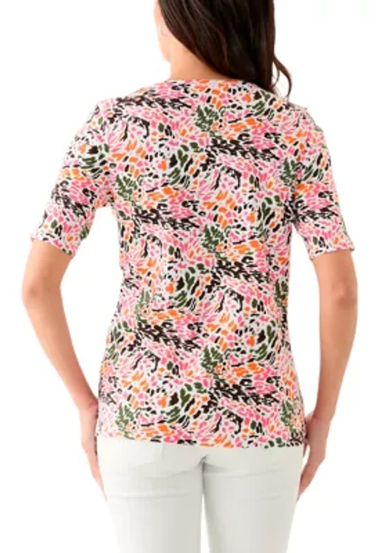 Women's Printed V-Neck Top