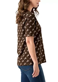 Women's Printed V-Neck Top