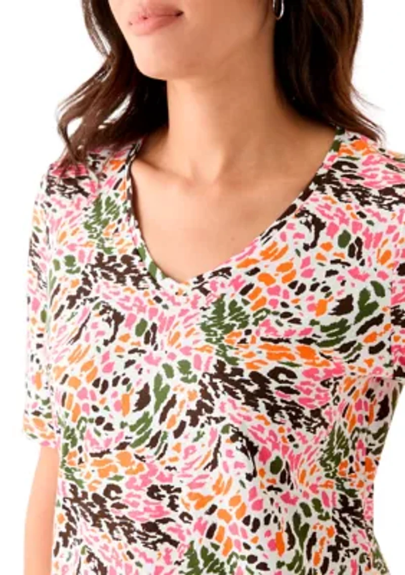 Women's Printed V-Neck Top