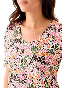 Women's Printed V-Neck Top