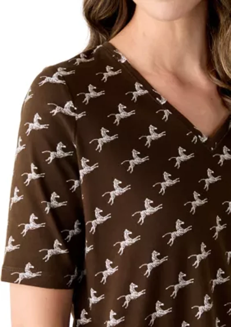 Women's Printed V-Neck Top