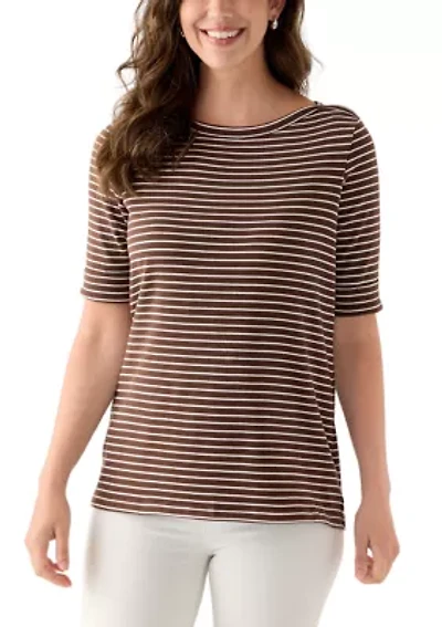Women's Elbow Sleeve Rolled Cuff Top