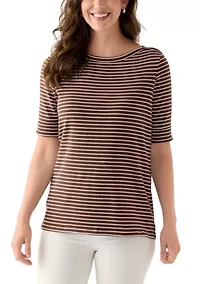 Women's Elbow Sleeve Rolled Cuff Top
