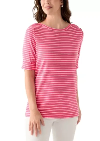 Women's Elbow Sleeve Rolled Cuff Top