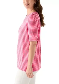 Women's Elbow Sleeve Rolled Cuff Top
