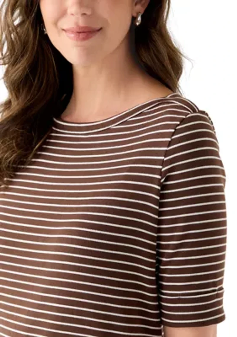 Women's Elbow Sleeve Rolled Cuff Top