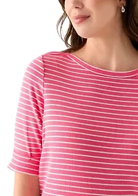 Women's Elbow Sleeve Rolled Cuff Top