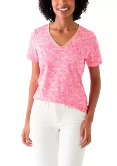 Women's Short Sleeve V-Neck Printed T-Shirt