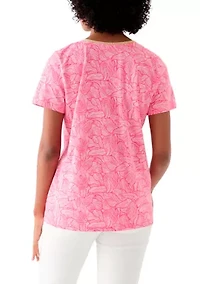 Women's Short Sleeve V-Neck Printed T-Shirt