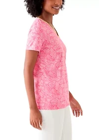 Women's Short Sleeve V-Neck Printed T-Shirt