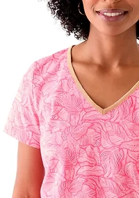 Women's Short Sleeve V-Neck Printed T-Shirt