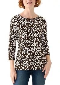 Women's Cutout Detail Printed Top