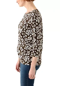 Women's Cutout Detail Printed Top