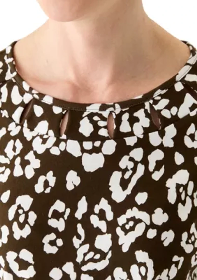 Women's Cutout Detail Printed Top