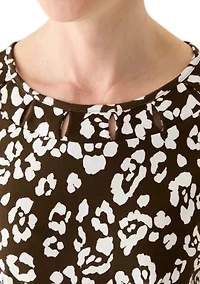 Women's Cutout Detail Printed Top