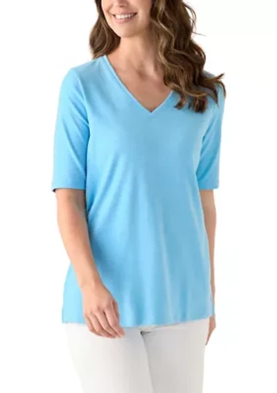 Women's Elbow Sleeve V-Neck T-Shirt