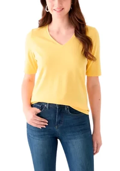 Women's Elbow Sleeve V-Neck T-Shirt