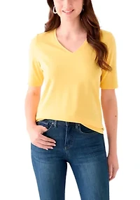 Women's Elbow Sleeve V-Neck T-Shirt