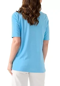 Women's Elbow Sleeve V-Neck T-Shirt