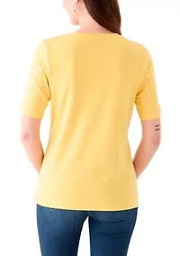 Women's Elbow Sleeve V-Neck T-Shirt