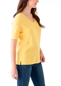 Women's Elbow Sleeve V-Neck T-Shirt