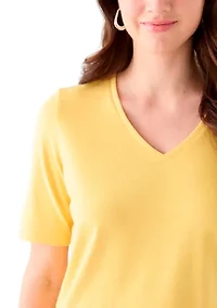 Women's Elbow Sleeve V-Neck T-Shirt