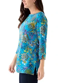 Women's 3/4 Sleeve Printed Bateau Tunic