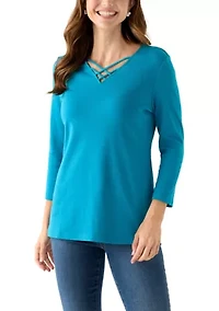 Women's Detailed V-Neck Shirt