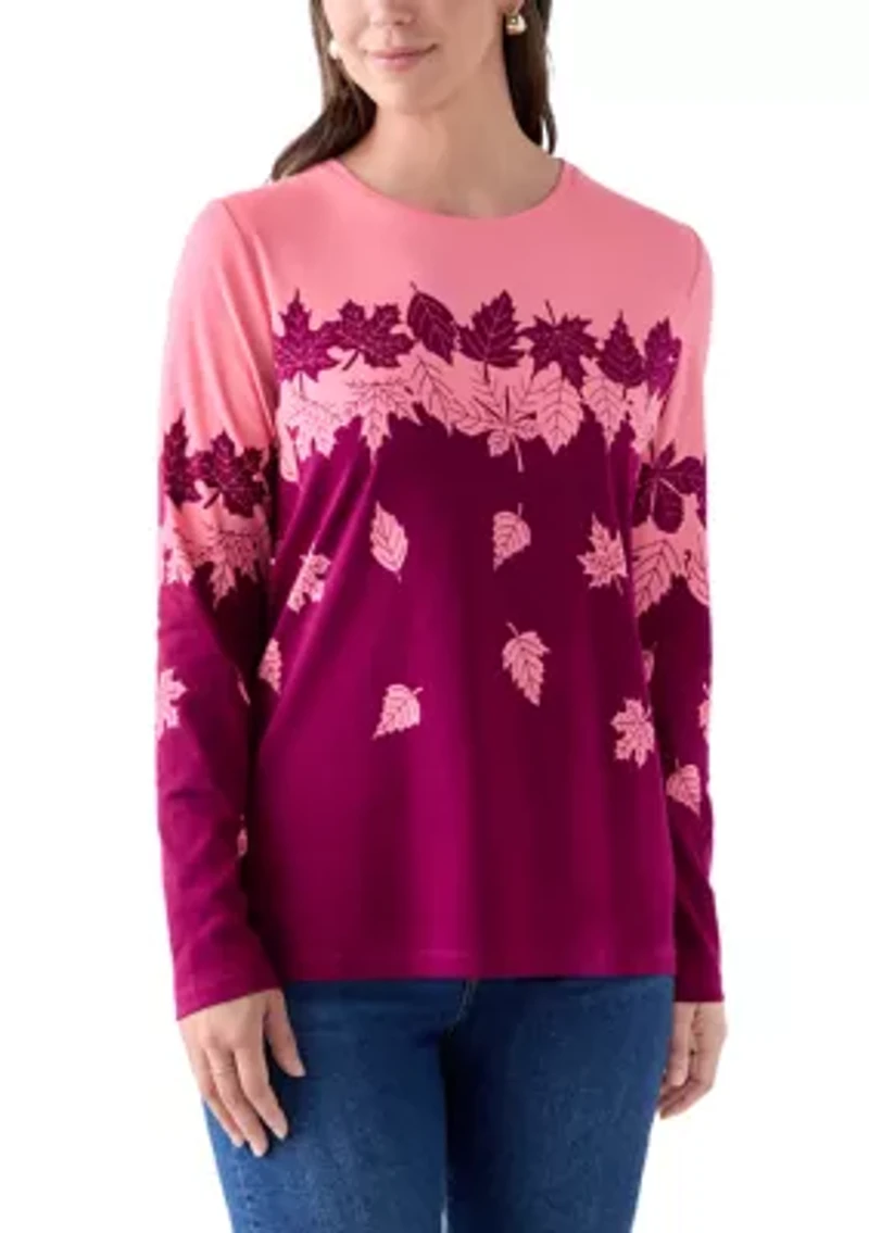 Women's Long Sleeve Printed Crew Neck
