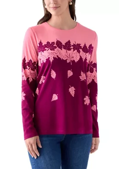 Women's Long Sleeve Printed Crew Neck