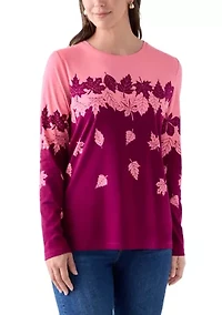Women's Long Sleeve Printed Crew Neck