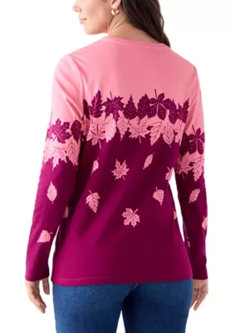 Women's Long Sleeve Printed Crew Neck