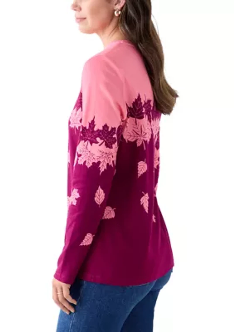 Women's Long Sleeve Printed Crew Neck