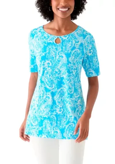 Women's Printed Keyhole Top