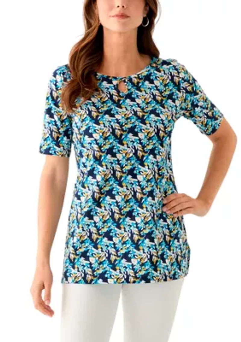 Women's Printed Keyhole Top